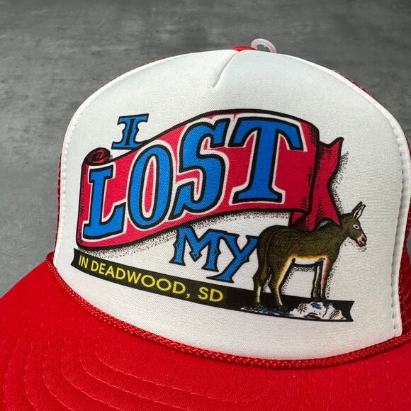 Vintage Lost My Ass Deadwood South Dakota Donkey Novelty Trucker Hat - Picture 2 of 5